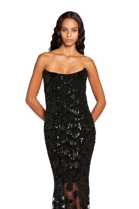 RC Bead-Embellished Giraffe Maxi Dress Black KQR135-RT020