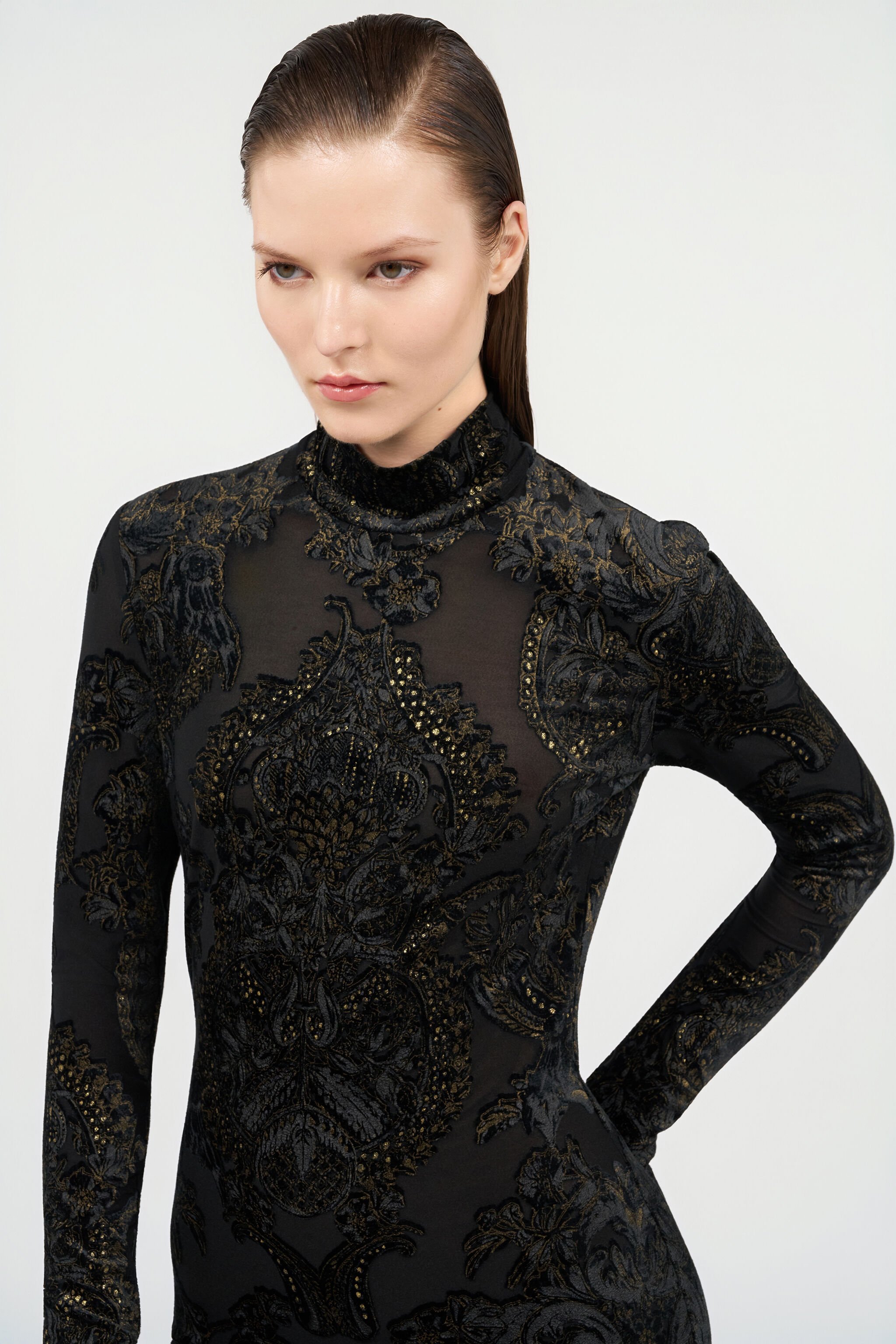 RC Ornamental Print Maxi Dress BLACK WKT154-6CR36