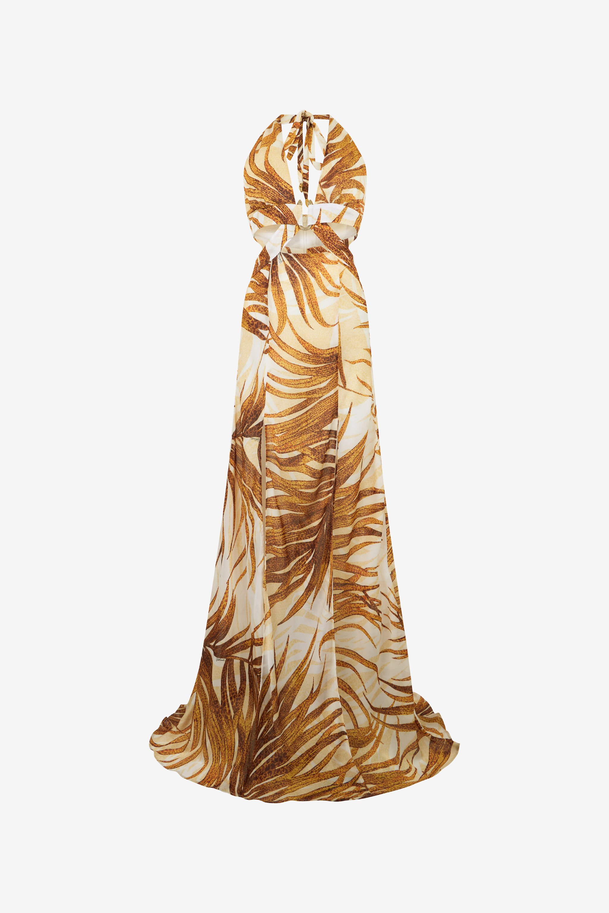 JC Golden Palm Print Maxi Dress DAFFODIL WFT305-WF703
