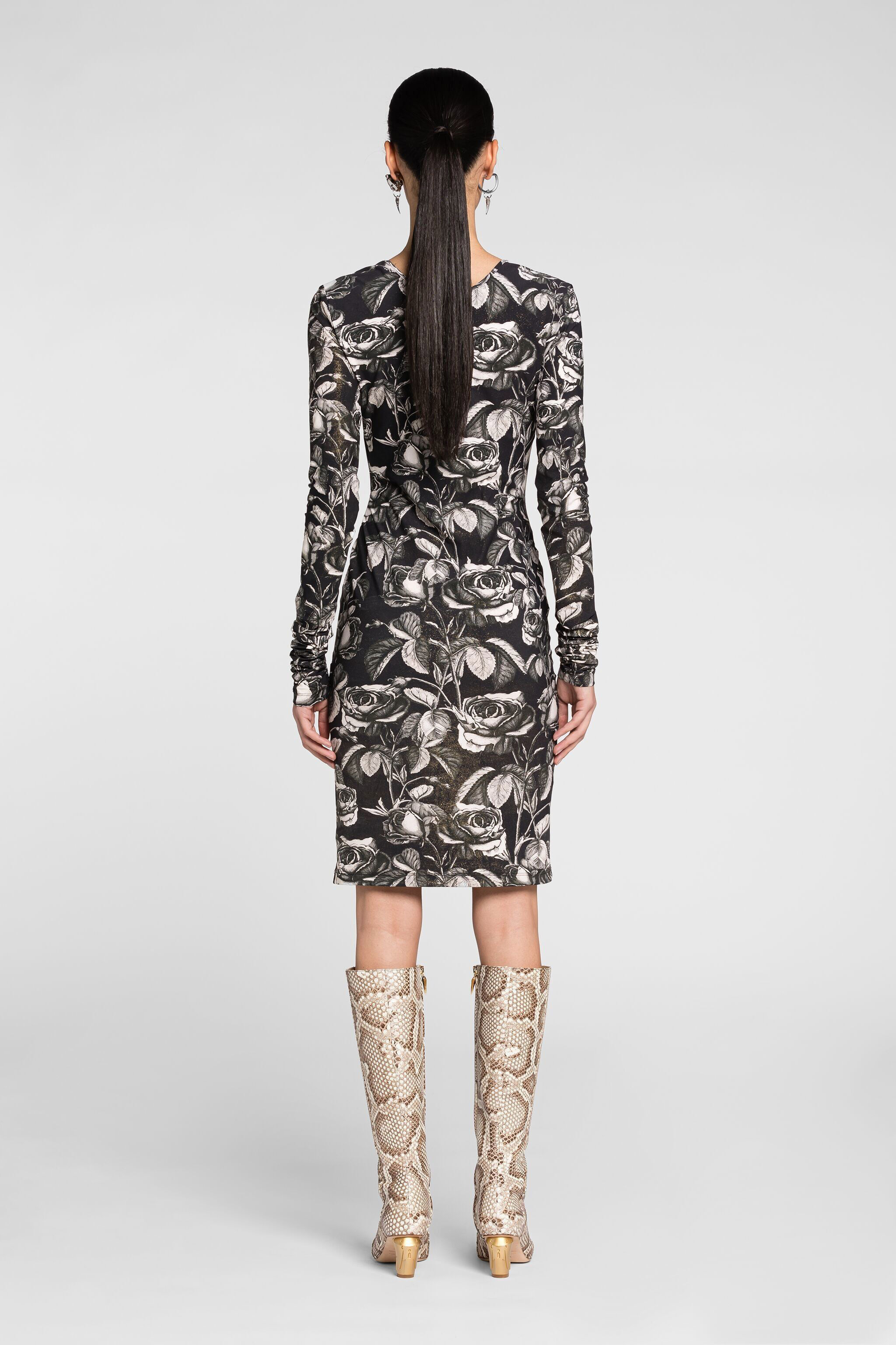 RC Rose-Print Dress SILVER/BLACK PQT10B-LNF03