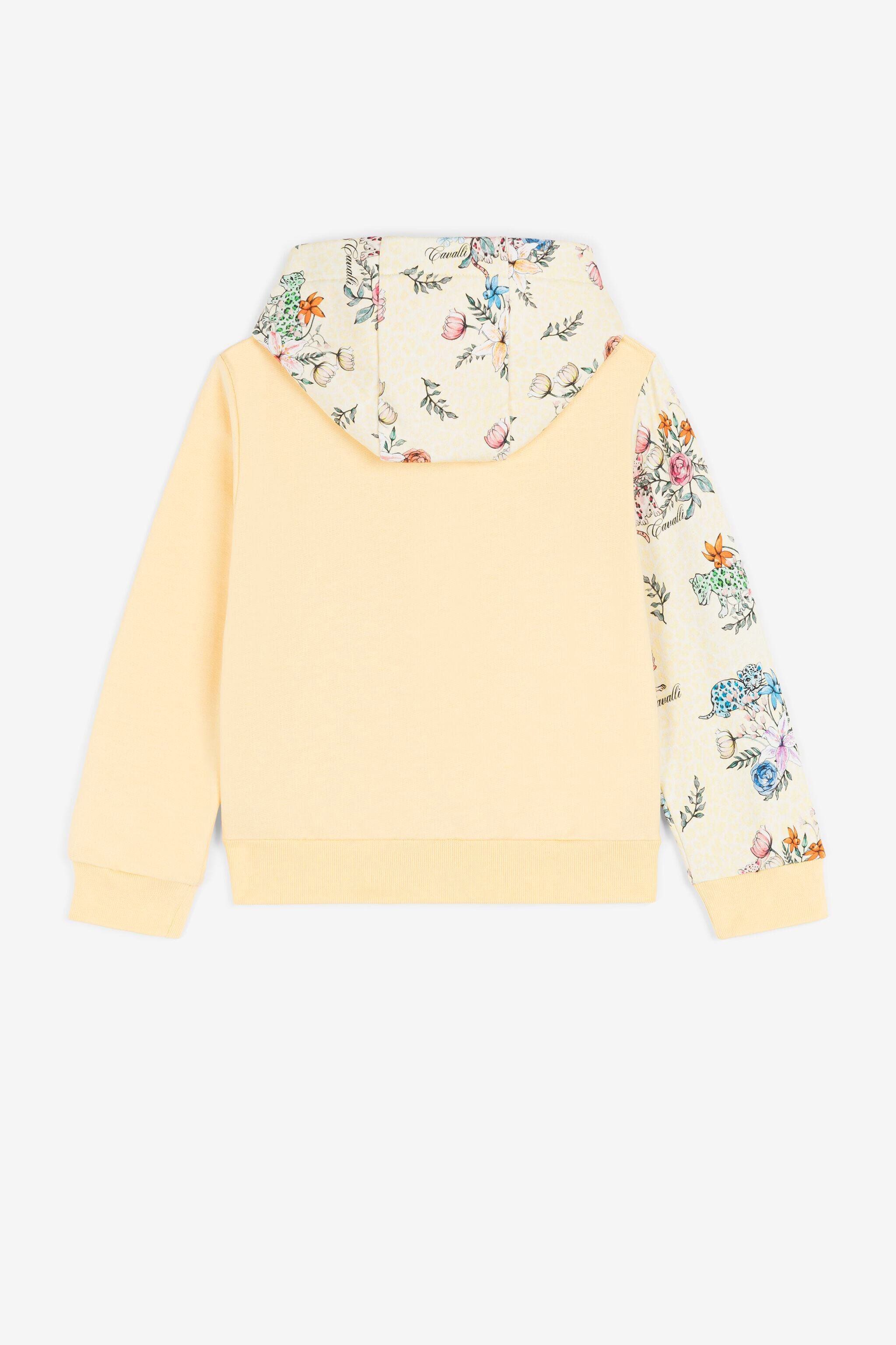 JU Sweat à capuche zippé à imprimé floral Jaune QJT914-CF050