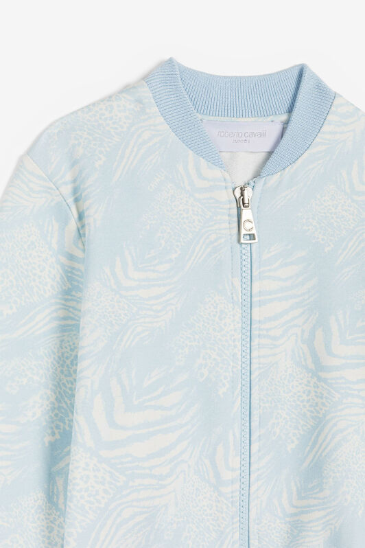 JU Animalier Patchwork-Print Bomber Jacket JU Animalier Patchwork-Print Bomber Jacket Light blue OJT90D-FOC76