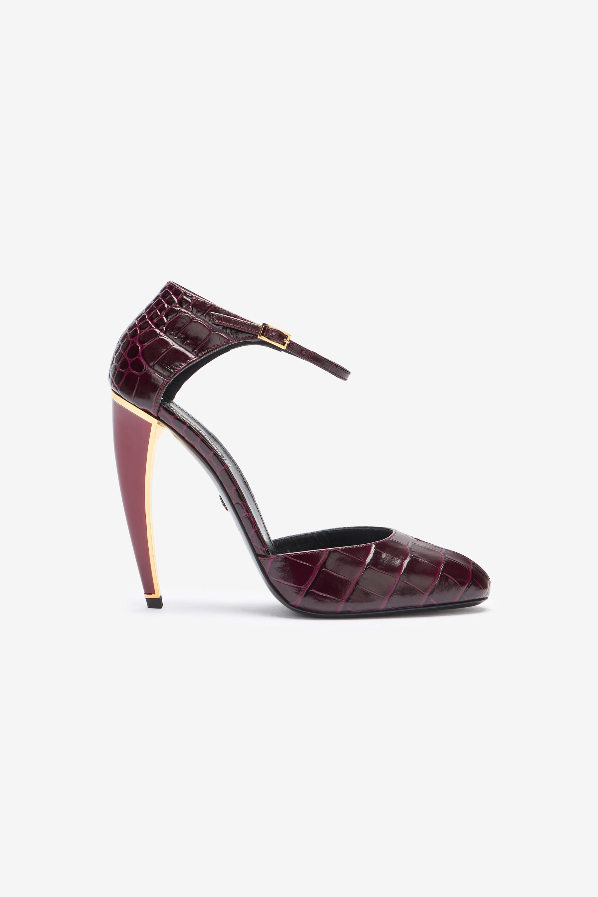 RC Zapato De Salón De Piel Gofrada Con Tacón Fang Morado TWS003-PZ055