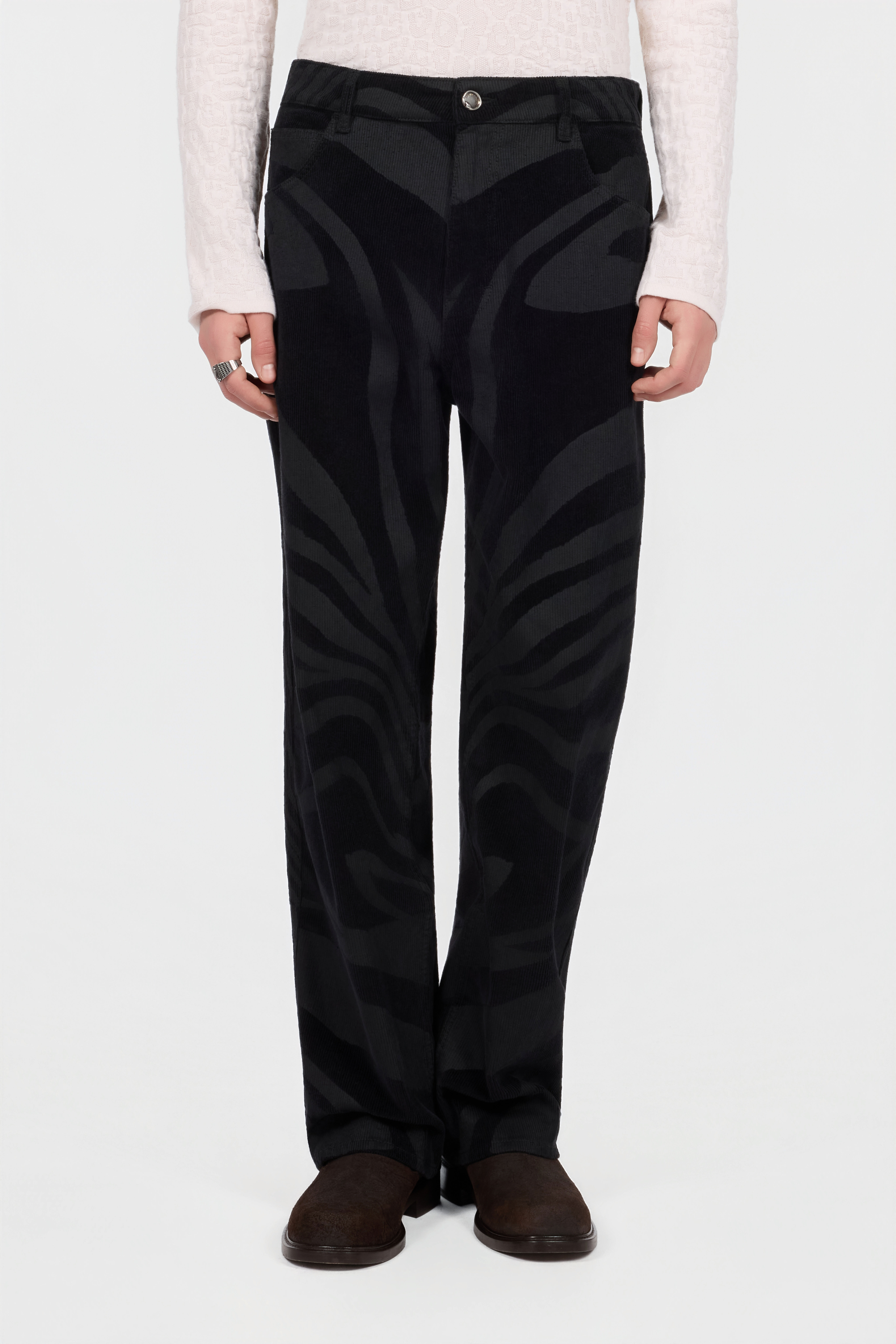 RC Zebra Print Denim Jeans BLACK XNJ210-PCT26