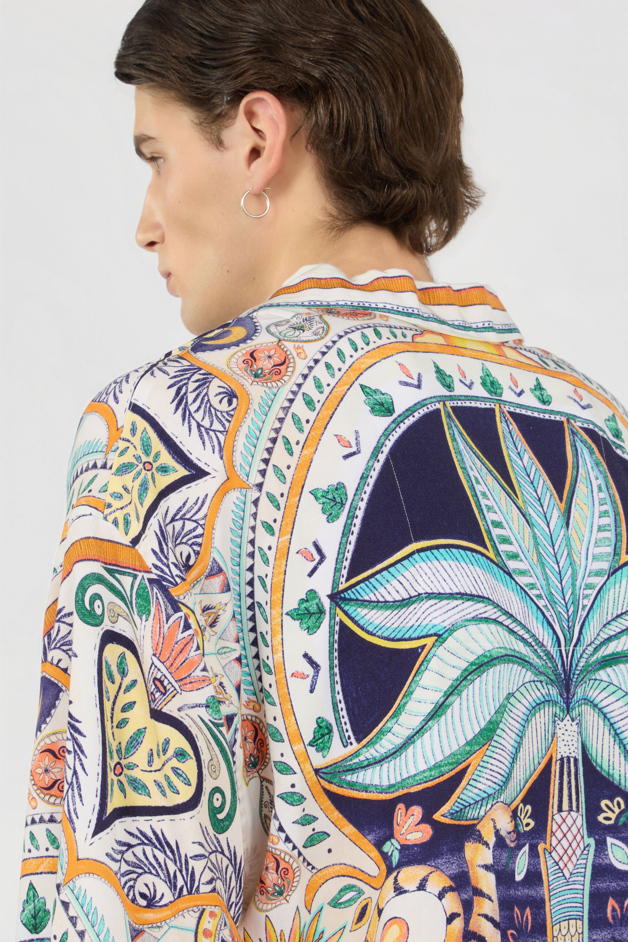 JC Camicia con Stampa Tropical Garden OFF WHITE WFM008-WF156