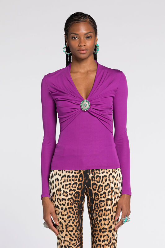 RC Embellished Gathered Top Purple RKT605-JJ051