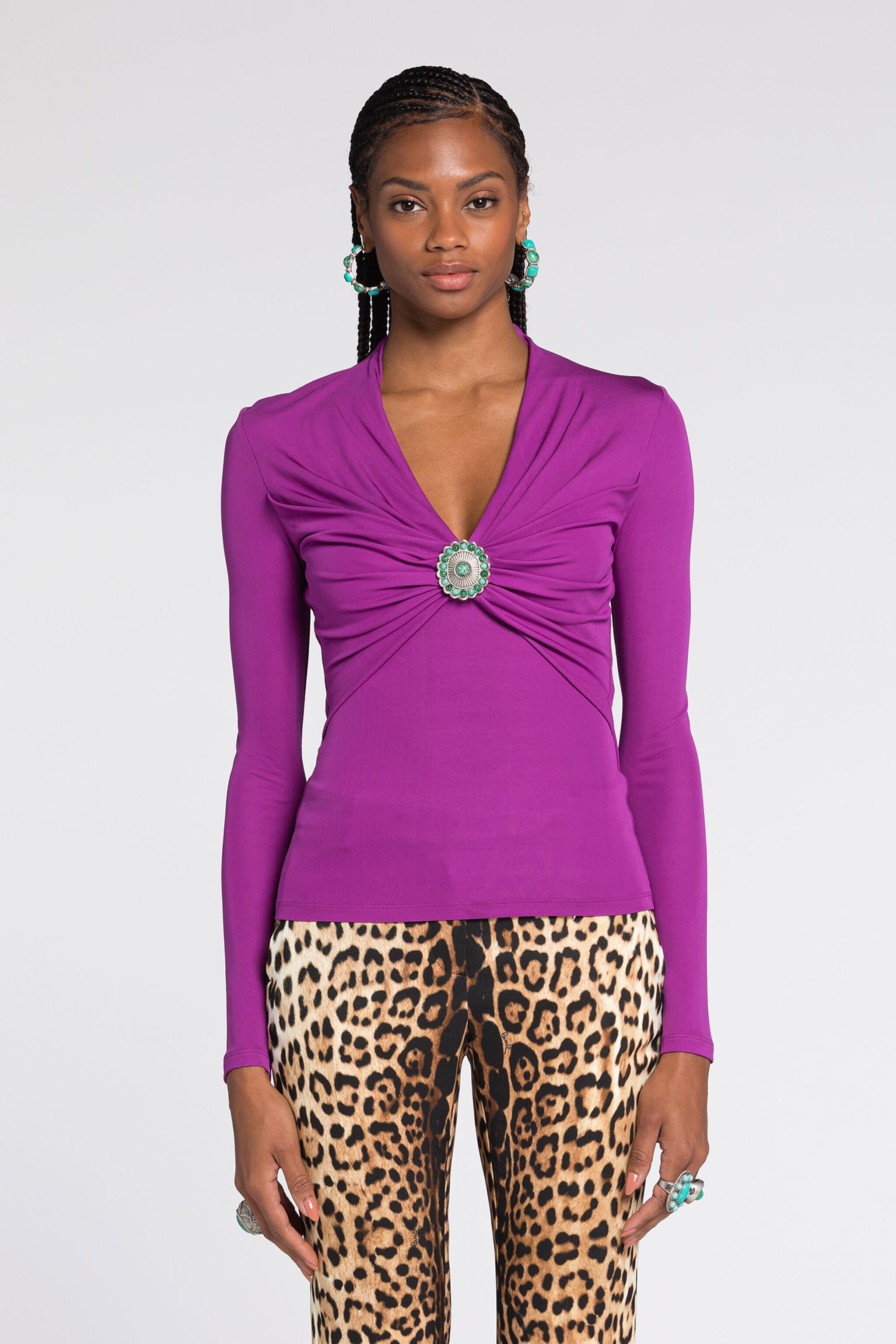 RC Embellished Gathered Top Purple RKT605-JJ051