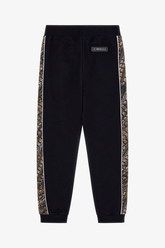 JU Jogginghose Mit Animal-Streifen Schwarz RJT229-CF050