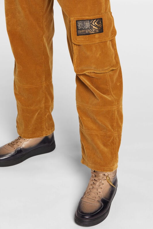 RC Pantalon cargo en velours côtelé à appliqué Animalier Patchwork RC Pantalon cargo en velours côtelé à appliqué Animalier Patchwork Marron clair NNT233-VL076