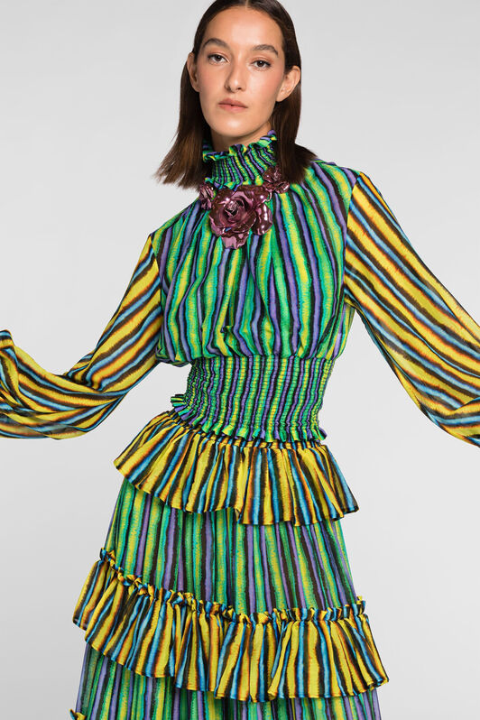 RC Baidera Print Silk Top VERDE QKT600-CDF55