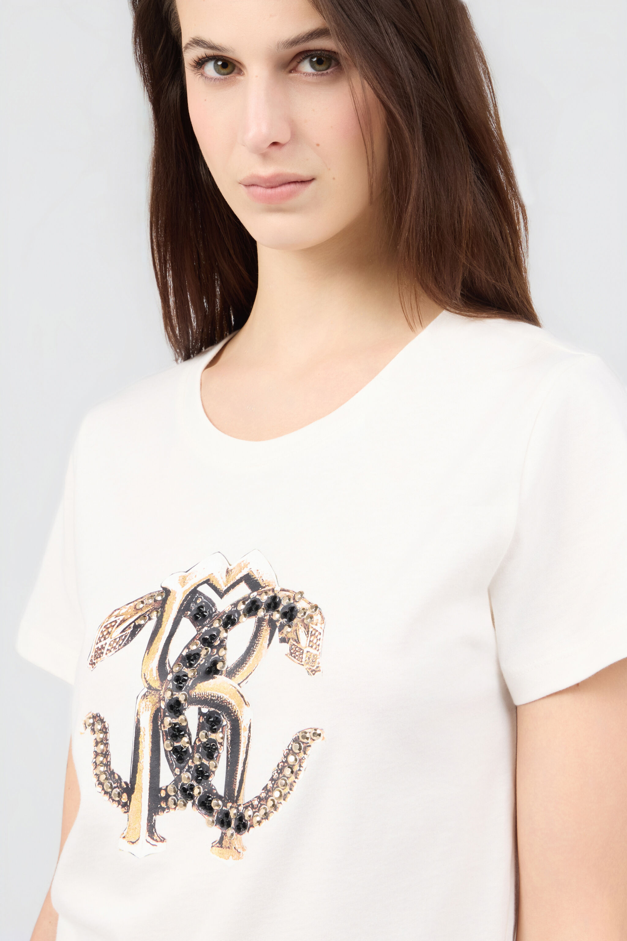 RC Elfenbeinfarbenes T-Shirt mit Logo IVORY SOT60F-1H003