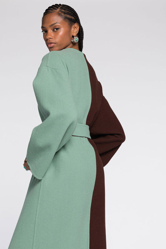RC Cappotto in lana colour-block MARRONE/AZZURRINO RKT500-FE036