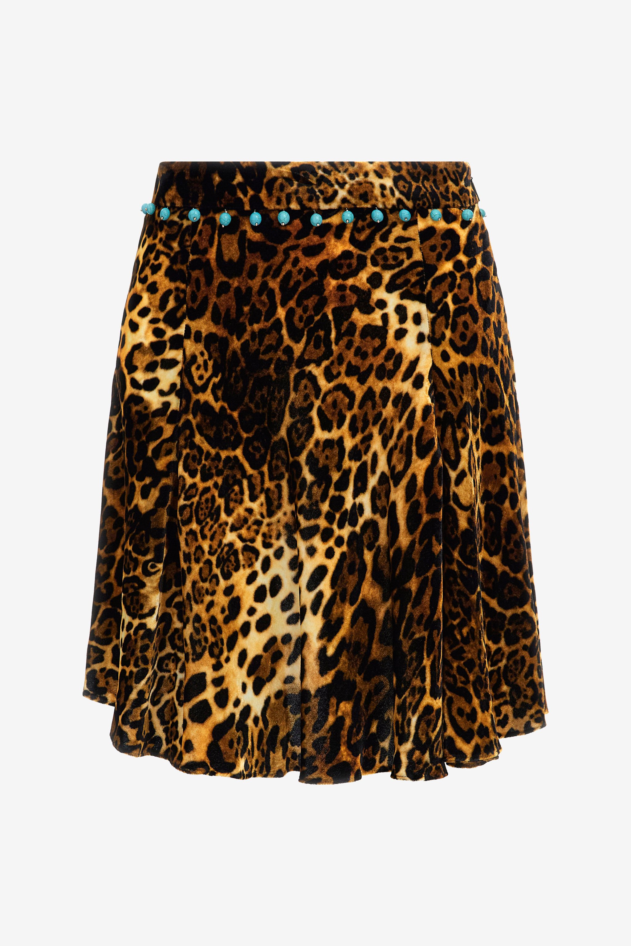 RC Leopard print velvet skirt Dark brown RKR303-FY058