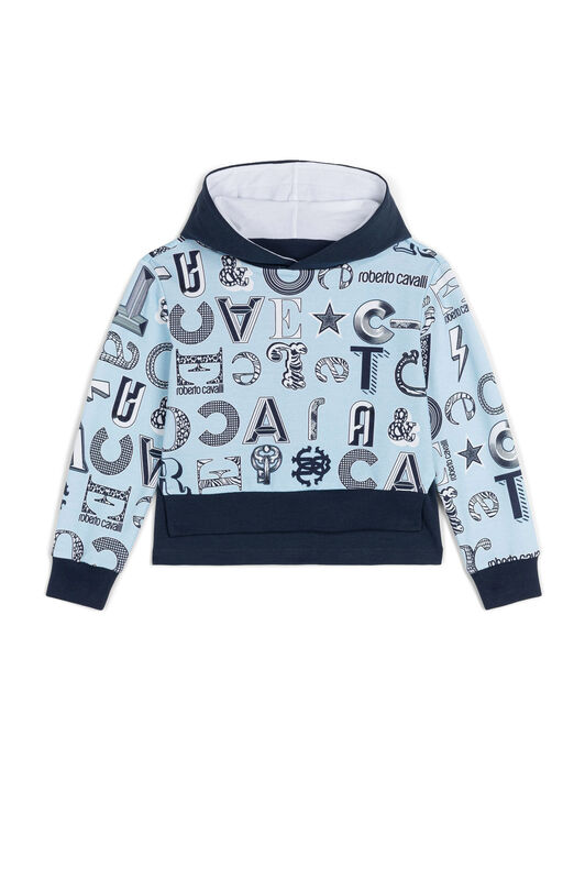 JU Abstract Logo-Print Hoodie Hellblau MJT90D-HUB63