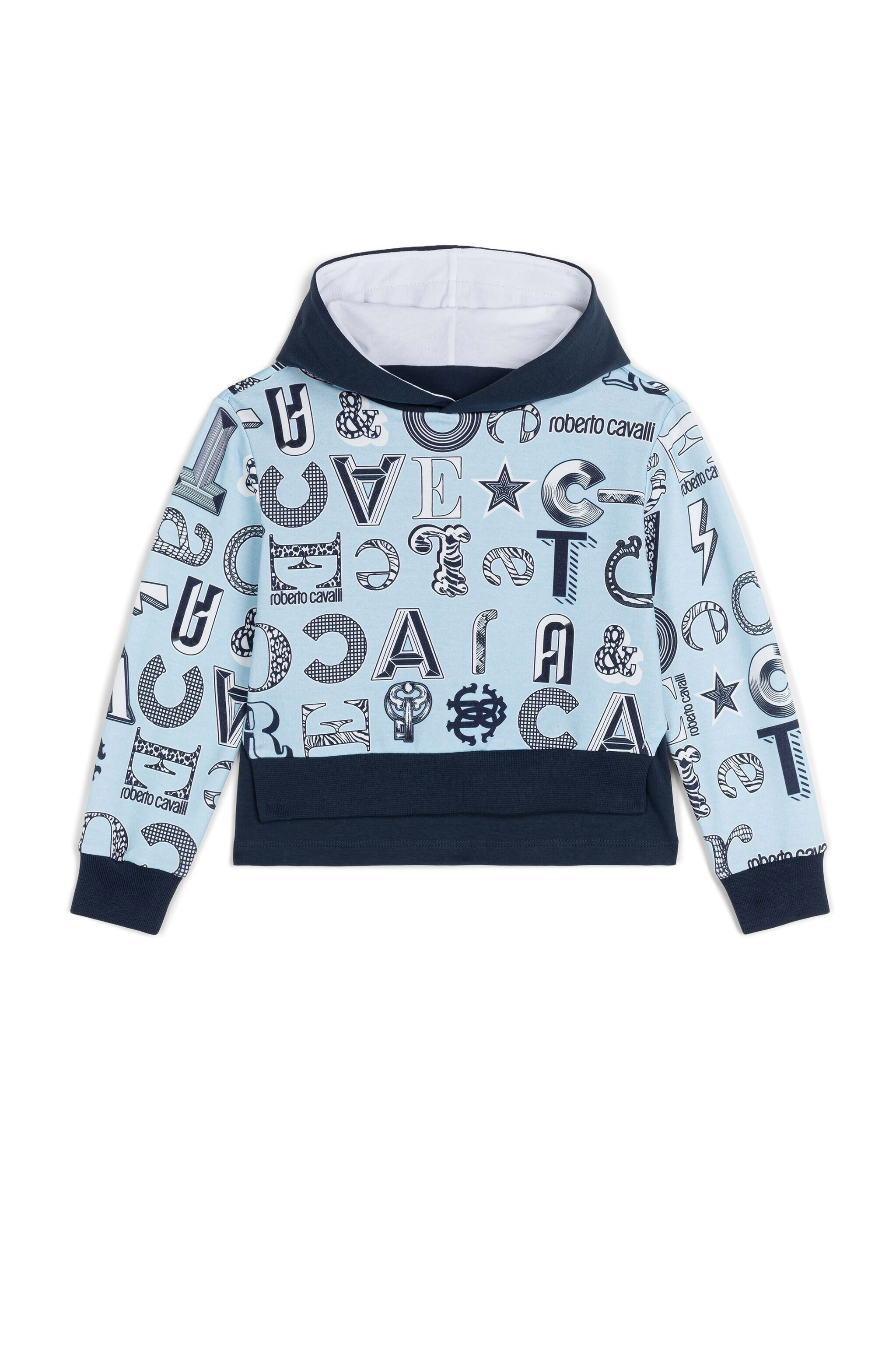 JU Abstract Logo-Print Hoodie Hellblau MJT90D-HUB63