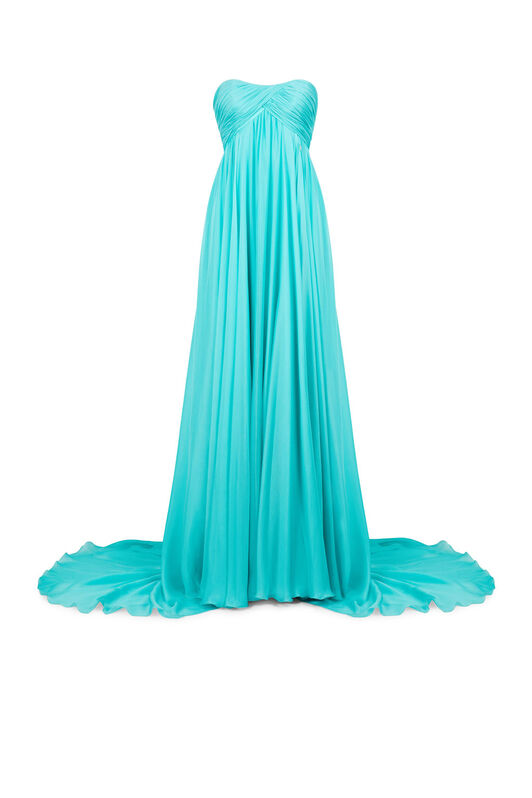 RC Strapless Silk Maxi Dress Light blue KCT102-CC031