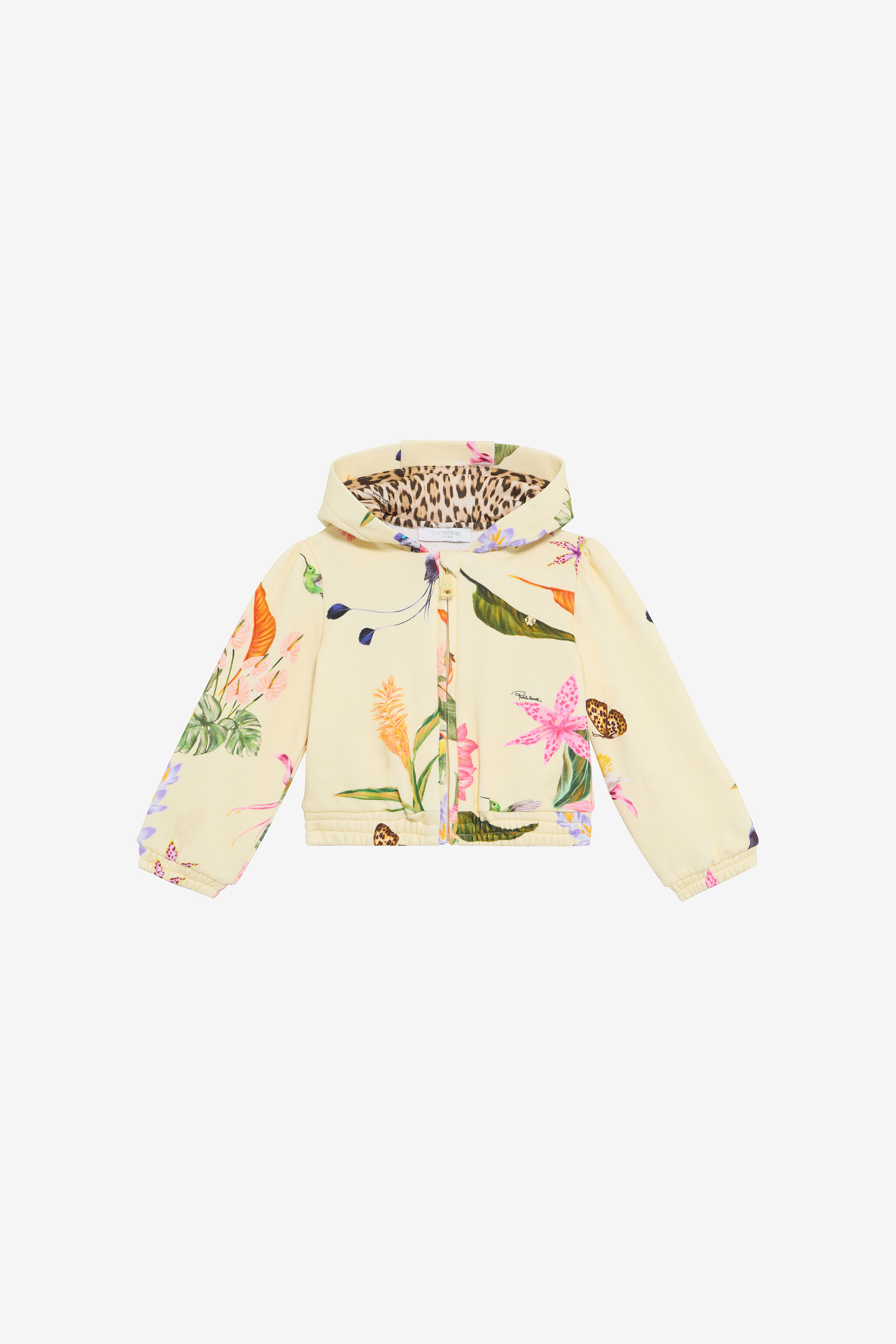 JU Felpa Gialla Con Cappuccio E Stampa Tropicale YELLOW VJT690-5OP32