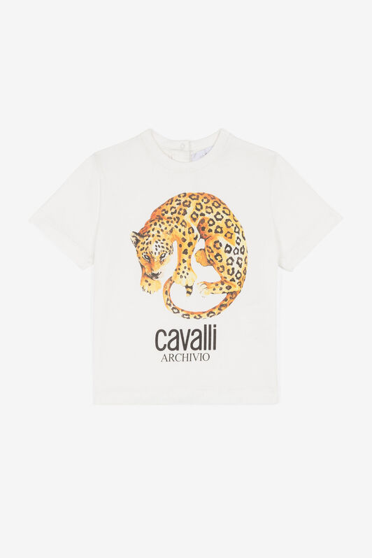 JU T-Shirt mit Jaguar-Print JU T-Shirt mit Jaguar-Print Weiß OJT603-ISA2J