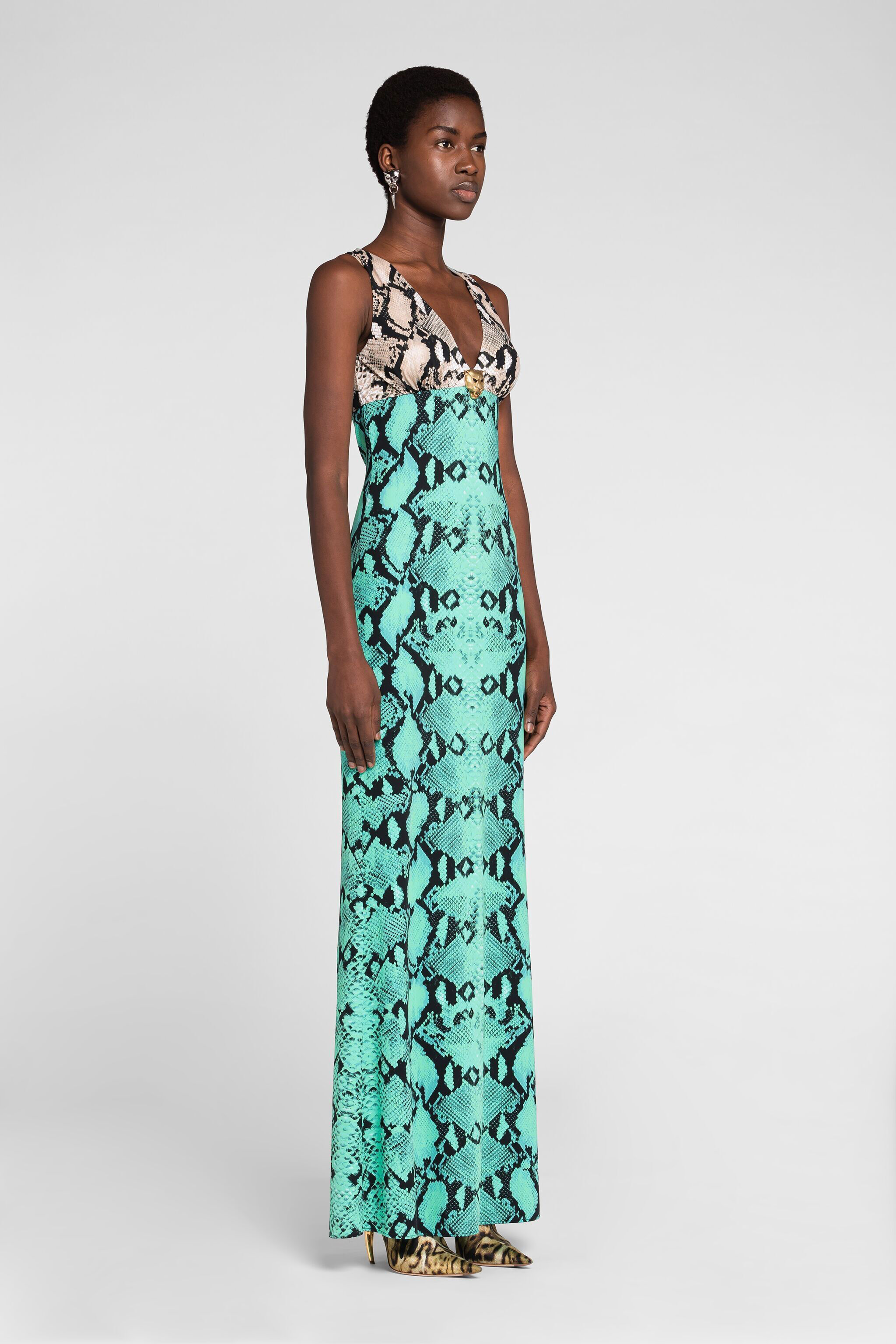 RC Python-Print Maxi Dress Light blue PKT133-LNE38