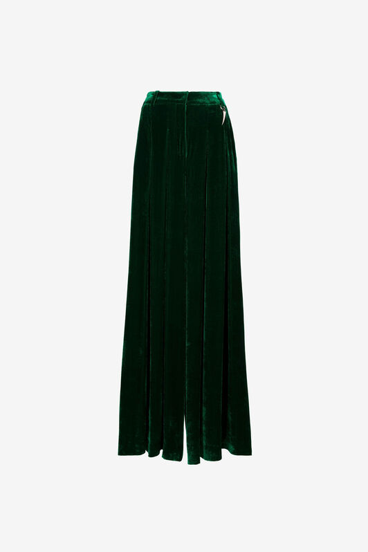 RC Tiger Tooth Wide-Leg Velvet Trousers Dark green PWT205-VL067