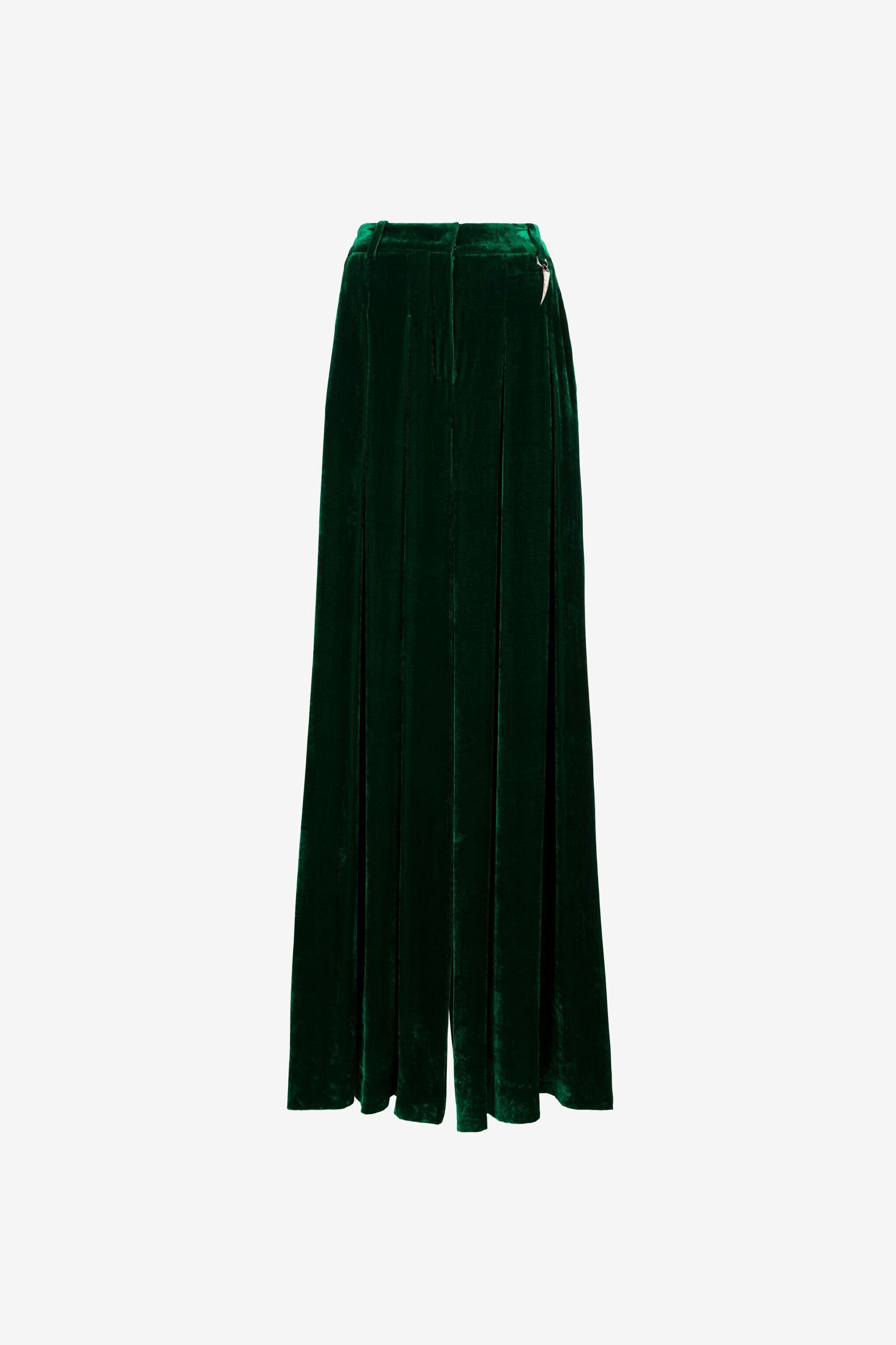 RC Tiger Tooth Wide-Leg Velvet Trousers Dark green PWT205-VL067