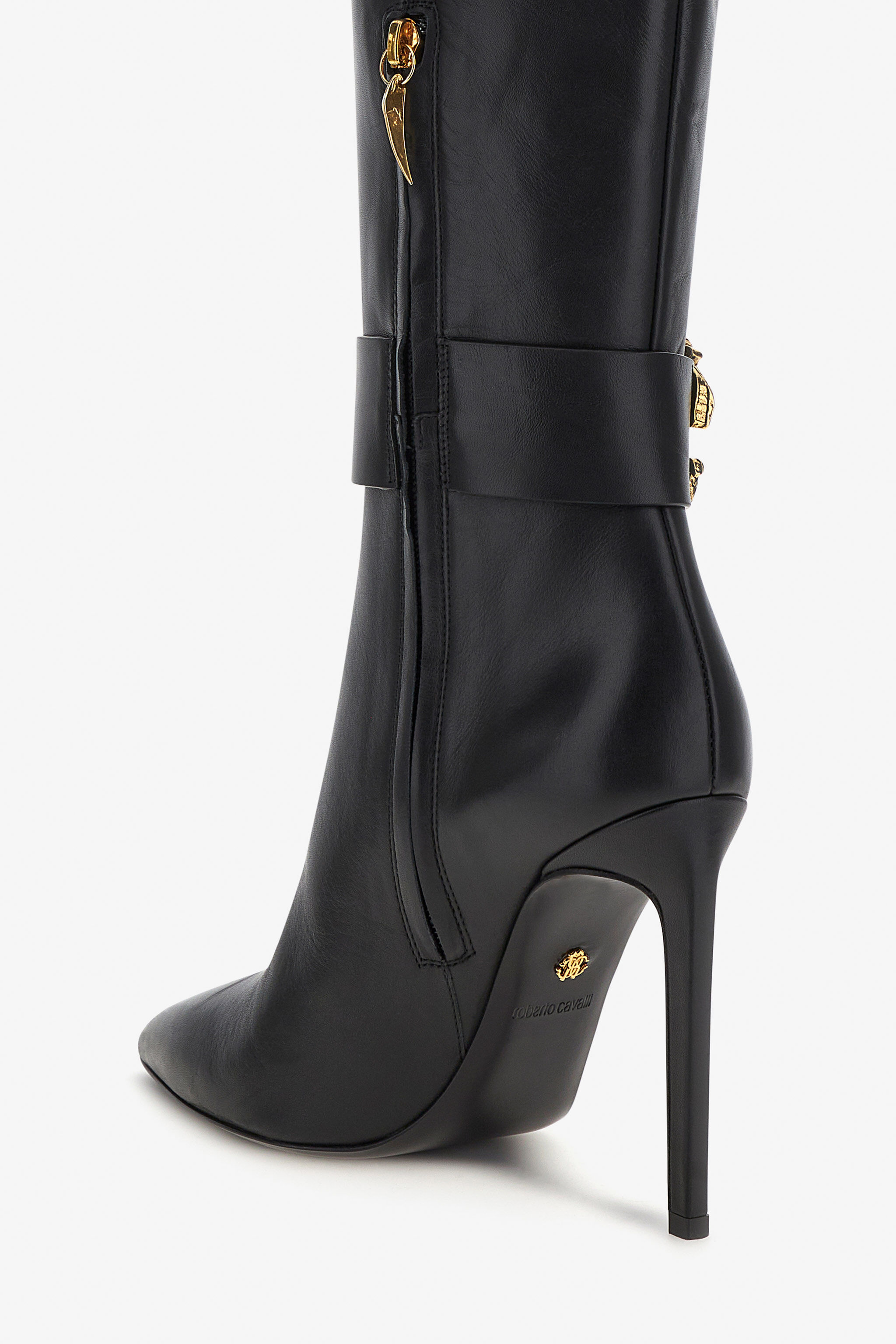 RC Knee-high boots with Monogram Mirror Snake Black RKS017-PZV10
