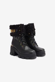 ${brand} Combat Boots With Faux Fur And Logo ${colorDescription} ${masterID}
