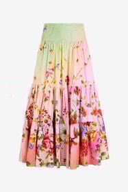 ${brand} Midi Skirt with Miami Flowers Print ${colorDescription} ${masterID}