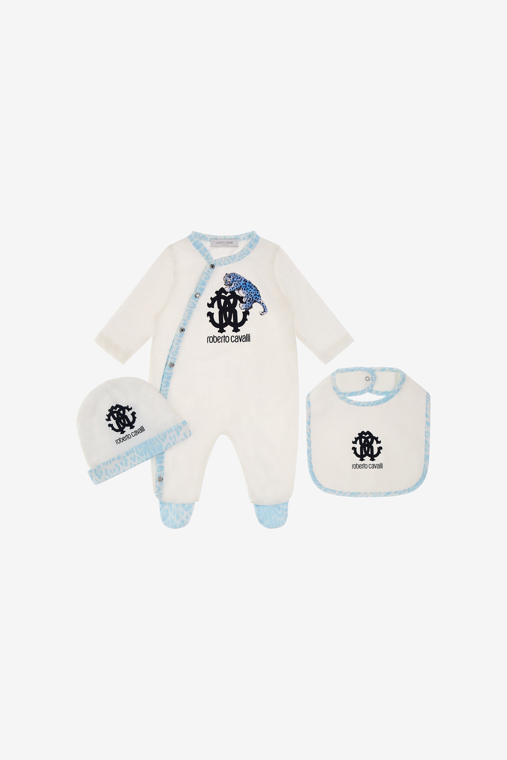 JU RC Monogram embroidery babygrow set Light blue SJT857-JD001