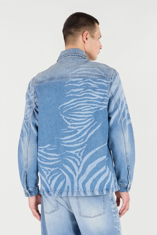 RC Denim Shirt With Tiger Skin Print Light blue URJ775-VMN73