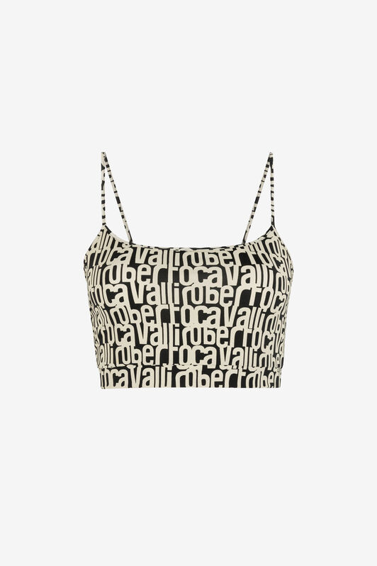 RC Logo-print cropped top Black/White RKT602-LNH82