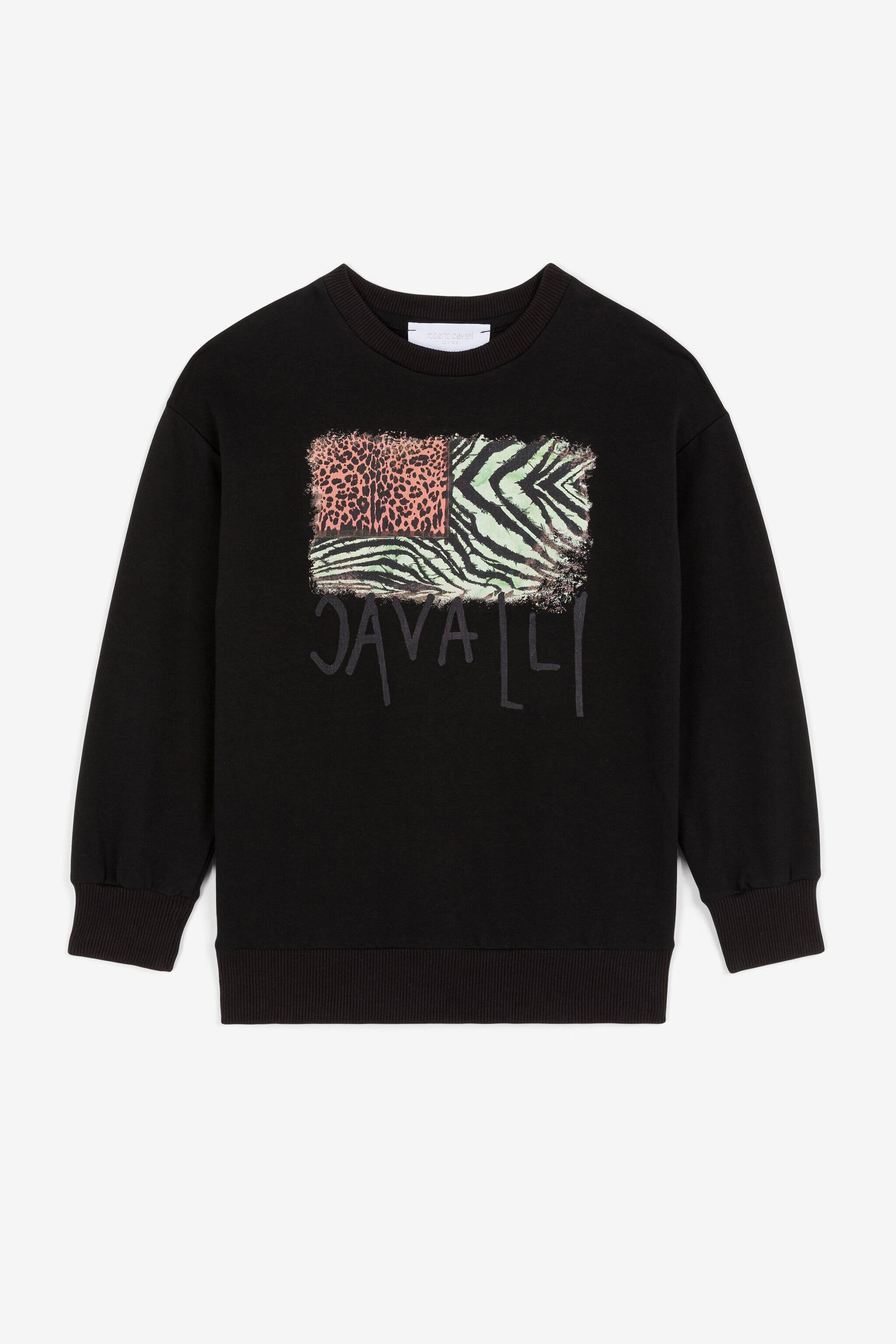 JU Animalier Patchwork-Print Sweatshirt Black OJT902-ISA2J