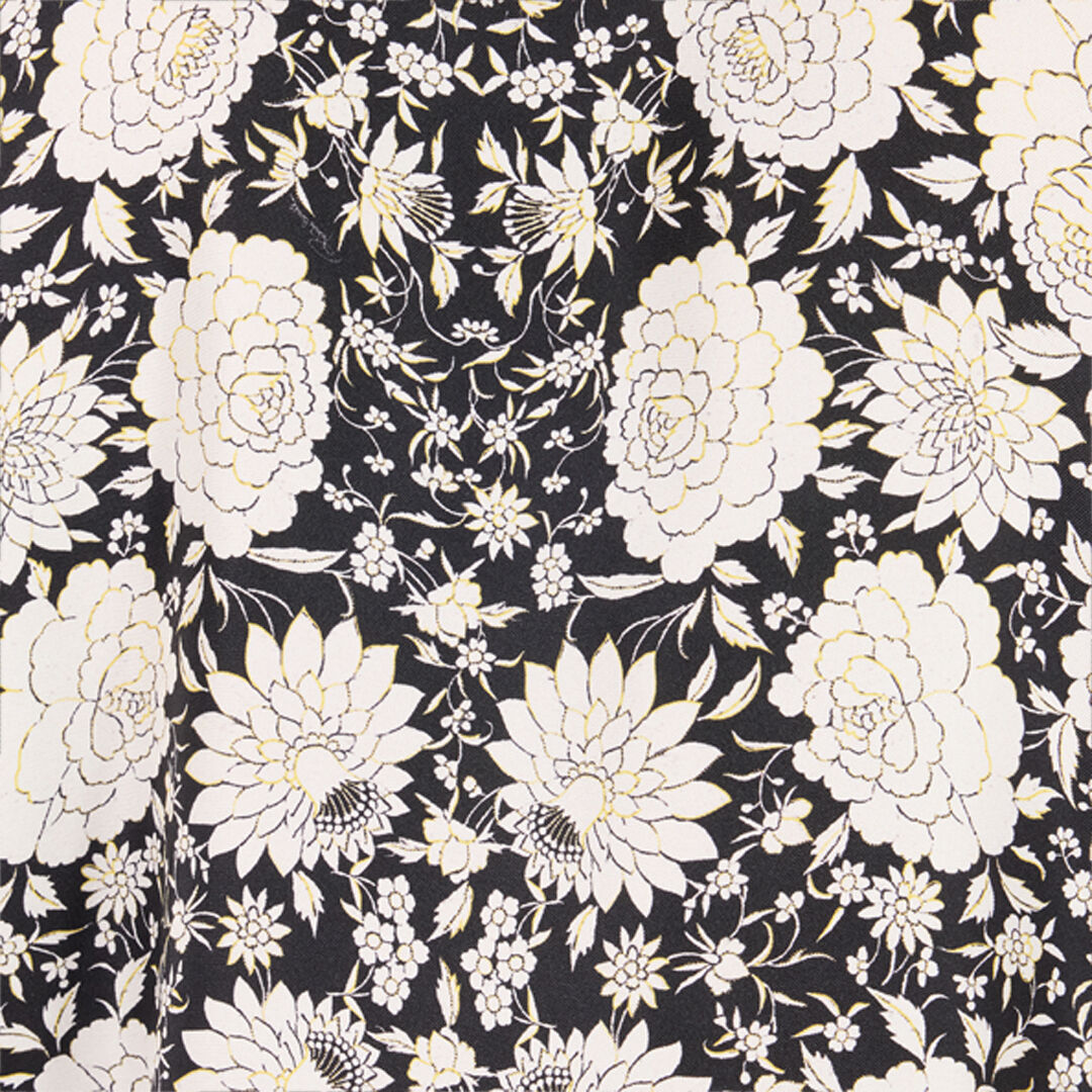 RC Silk Shirt with Floral Print Black/White VNT724-4QP97