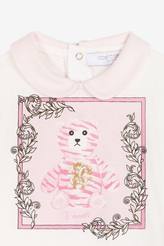 JU Teddy Bear-Print Cotton Babygrow Set Pink RJT803-JD001