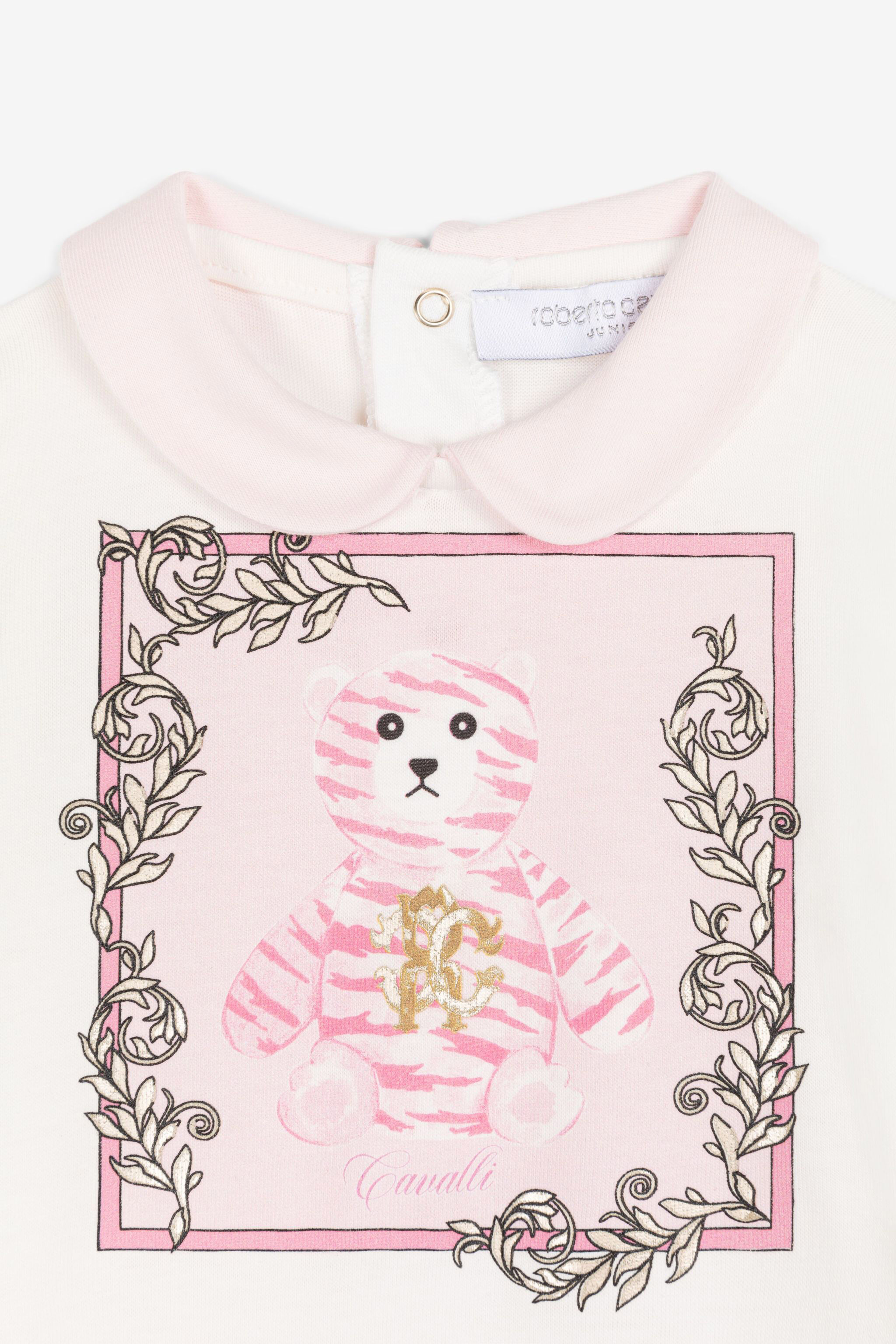 JU Teddy Bear-Print Cotton Babygrow Set Pink RJT803-JD001