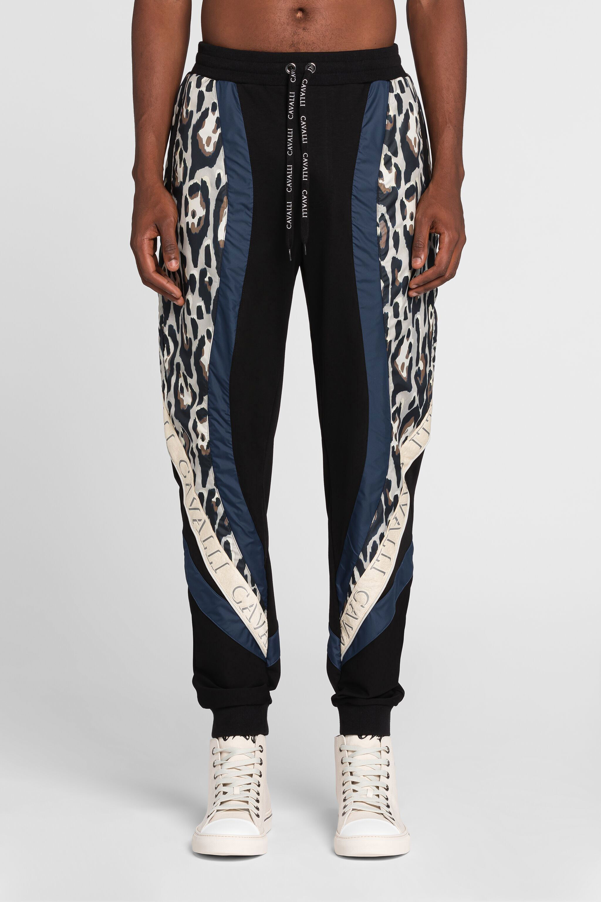 RC Animal print logo-tape track pants Black QRT25H-CF053