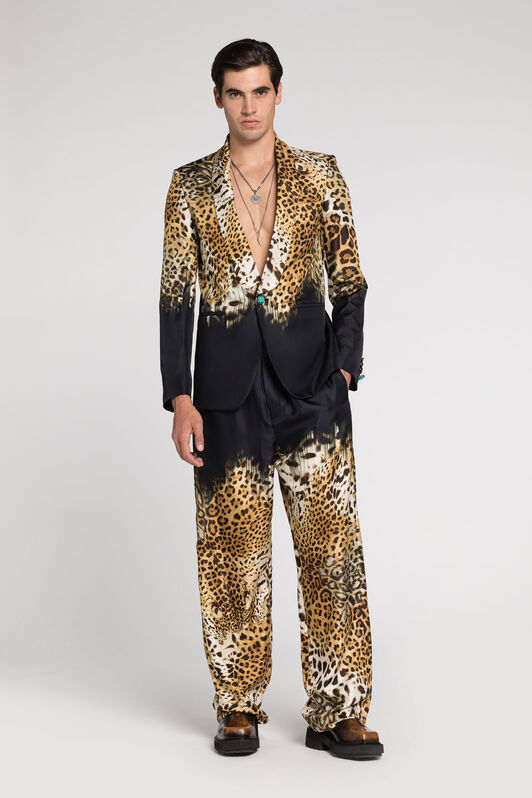 RC Leopard-Print Silk Blazer Light brown RRT450-2N411