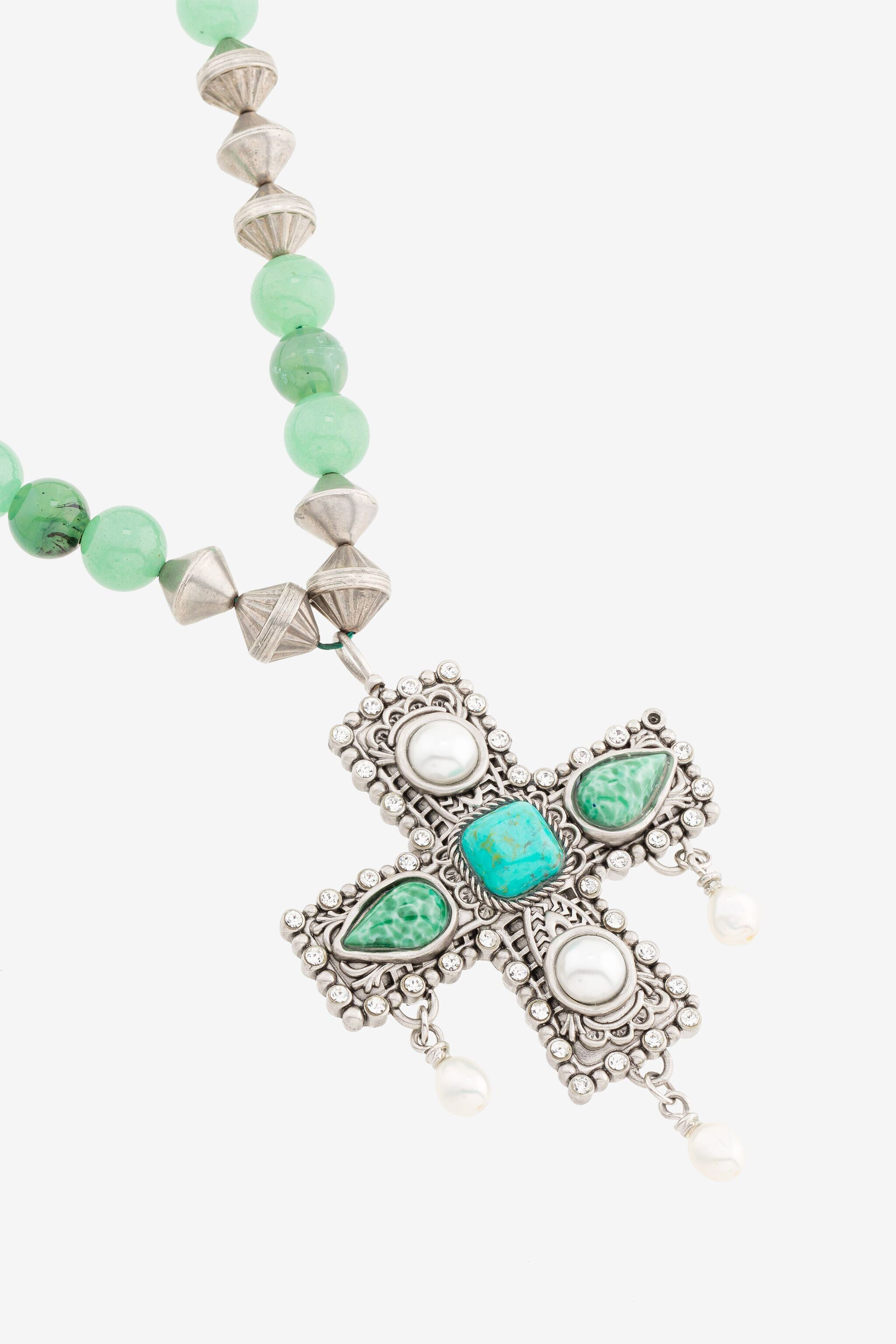 RC Multi-stone cross pendant necklace Silver RWG017-AM016
