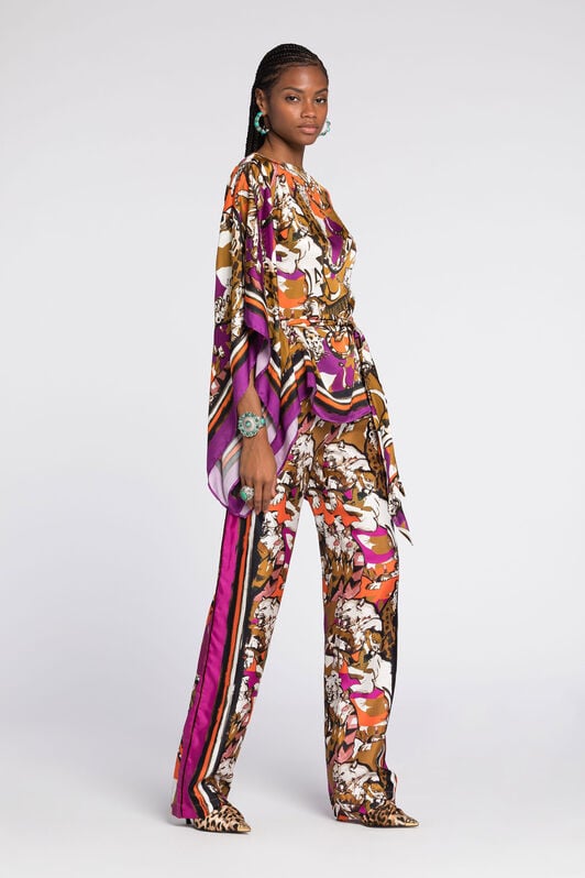 RC Wild Cat-Print Kaftan Top RC Wild Cat-Print Kaftan Top Purple RKT725-SZH06
