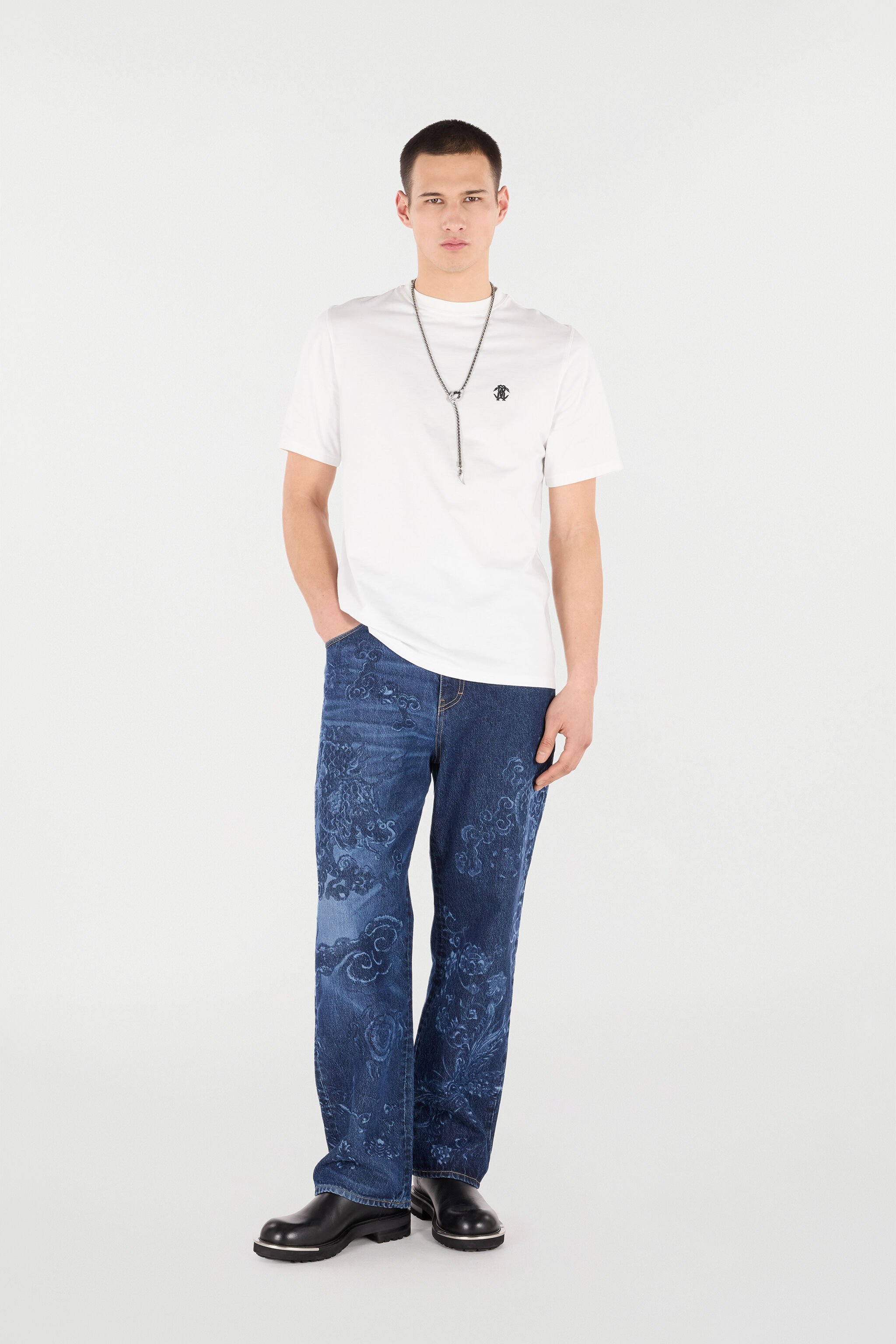 RC T-Shirt with Mirror Snake Monogram Blanc VRT61A-JD060