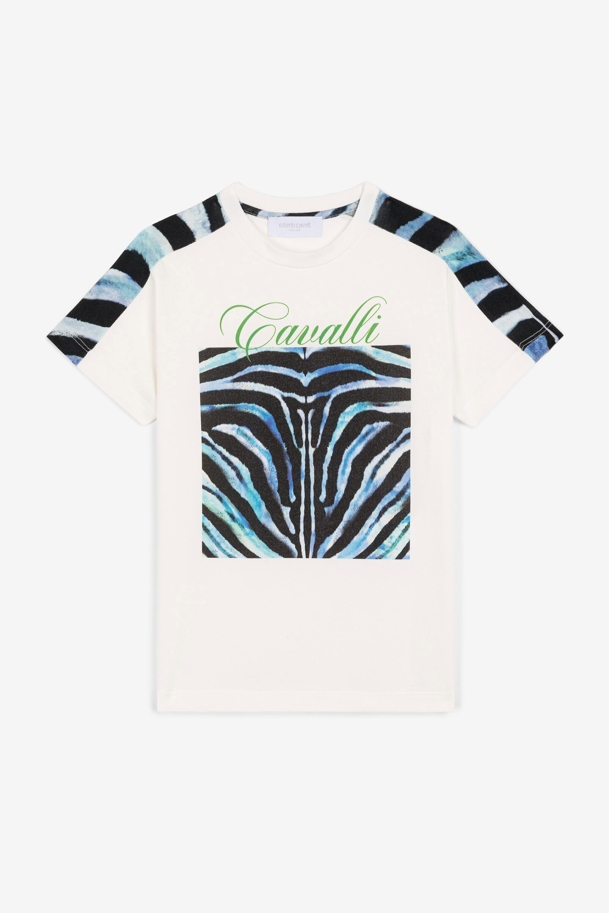 JU Zebra-Print Logo T-Shirt BIANCO 110601 OJT660-ISA2J
