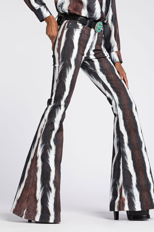 RC Animal-Print Flared Jeans Dark brown/White RKJ205-DAH05