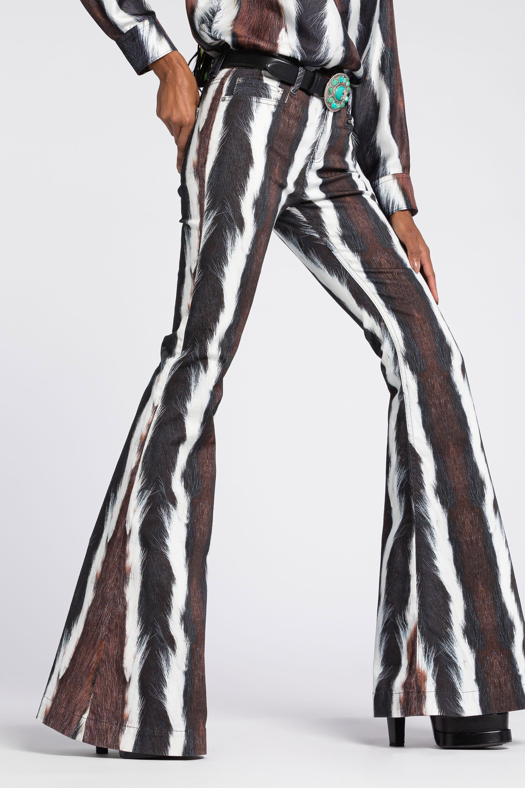 RC Animal-Print Flared Jeans Dark brown/White RKJ205-DAH05