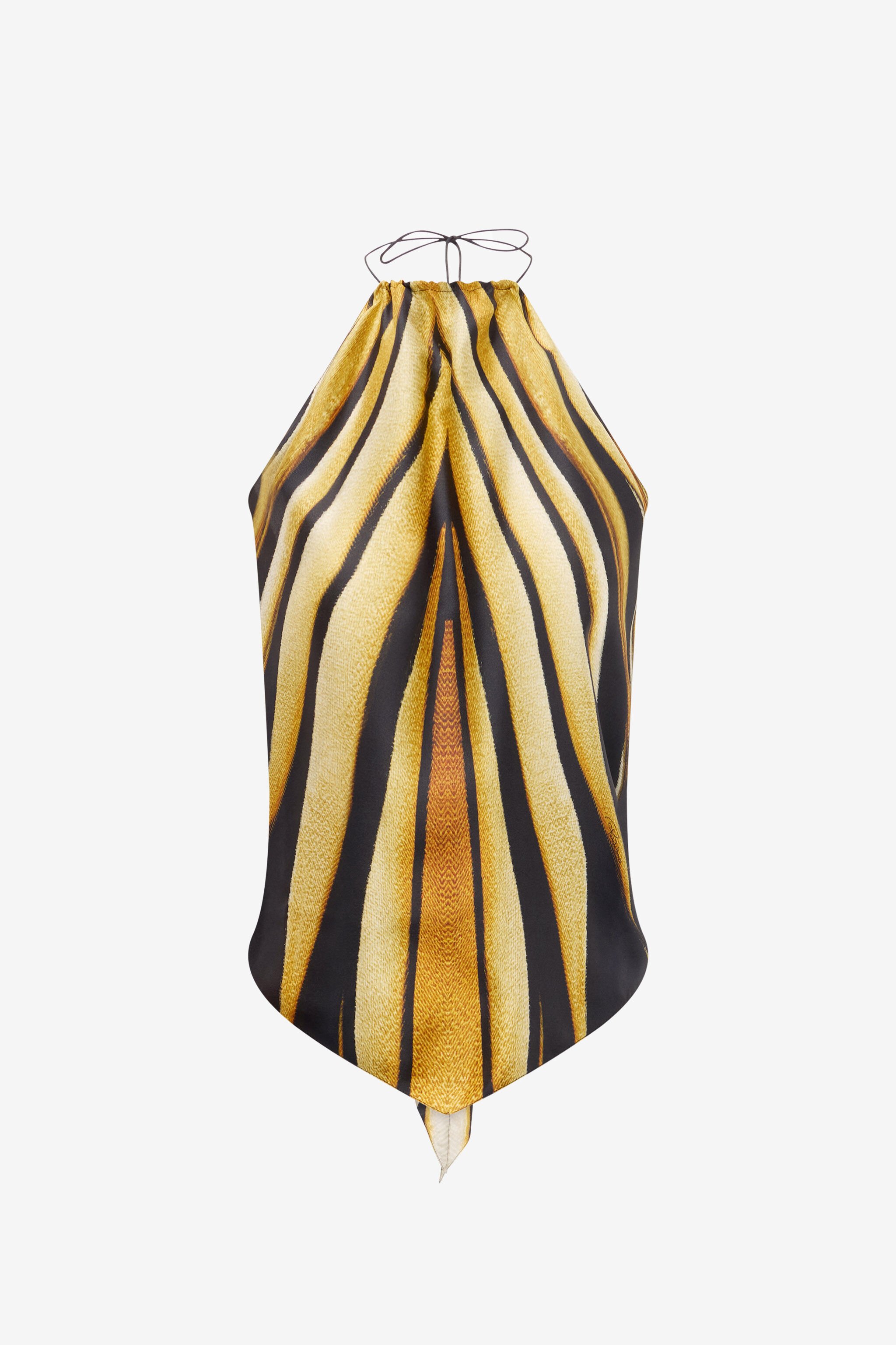 RC Top Halter De Seda Con Estampado Ray Of Gold Oro TKT601-4QM33