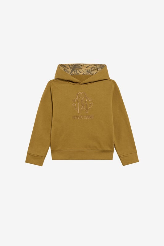 JU Ockerfarbener Kapuzenpullover mit Monogram RC KHAKY TJT676-CF050