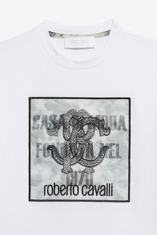 JU White T-shirt With Monogram RC  OPTICAL WHITE WJT61G-JD001