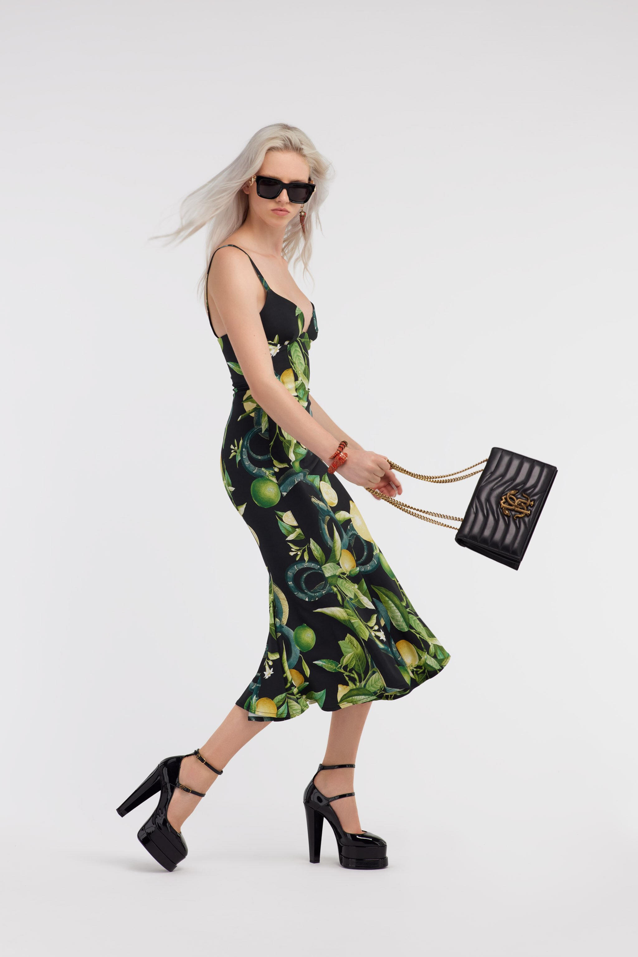 RC Dress with shoulder straps and Lemon print Schwarz SKT111-ORI89