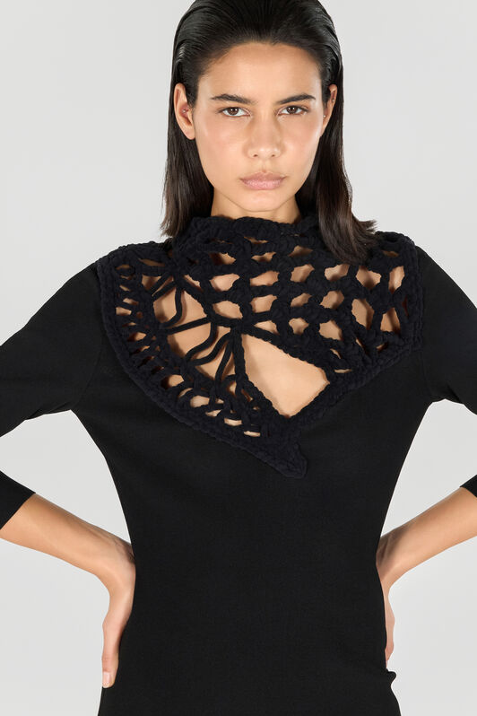 RC Robe Midi Avec Encolure Ajourée Au Crochet Noir TWM103-MI014