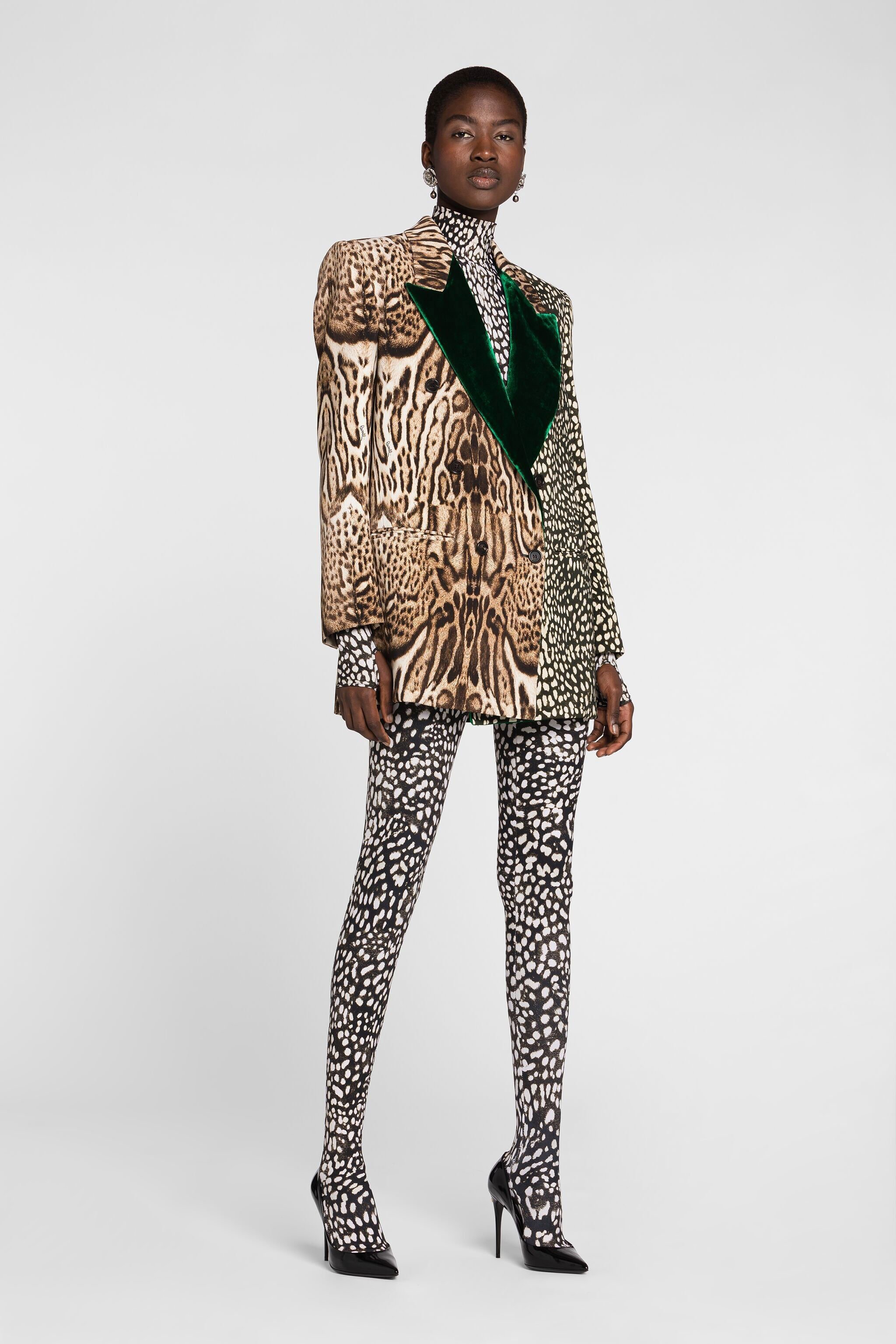 RC Ocelot And Cheetah-Print Double-Breasted Blazer Light brown PWT402-7OF33