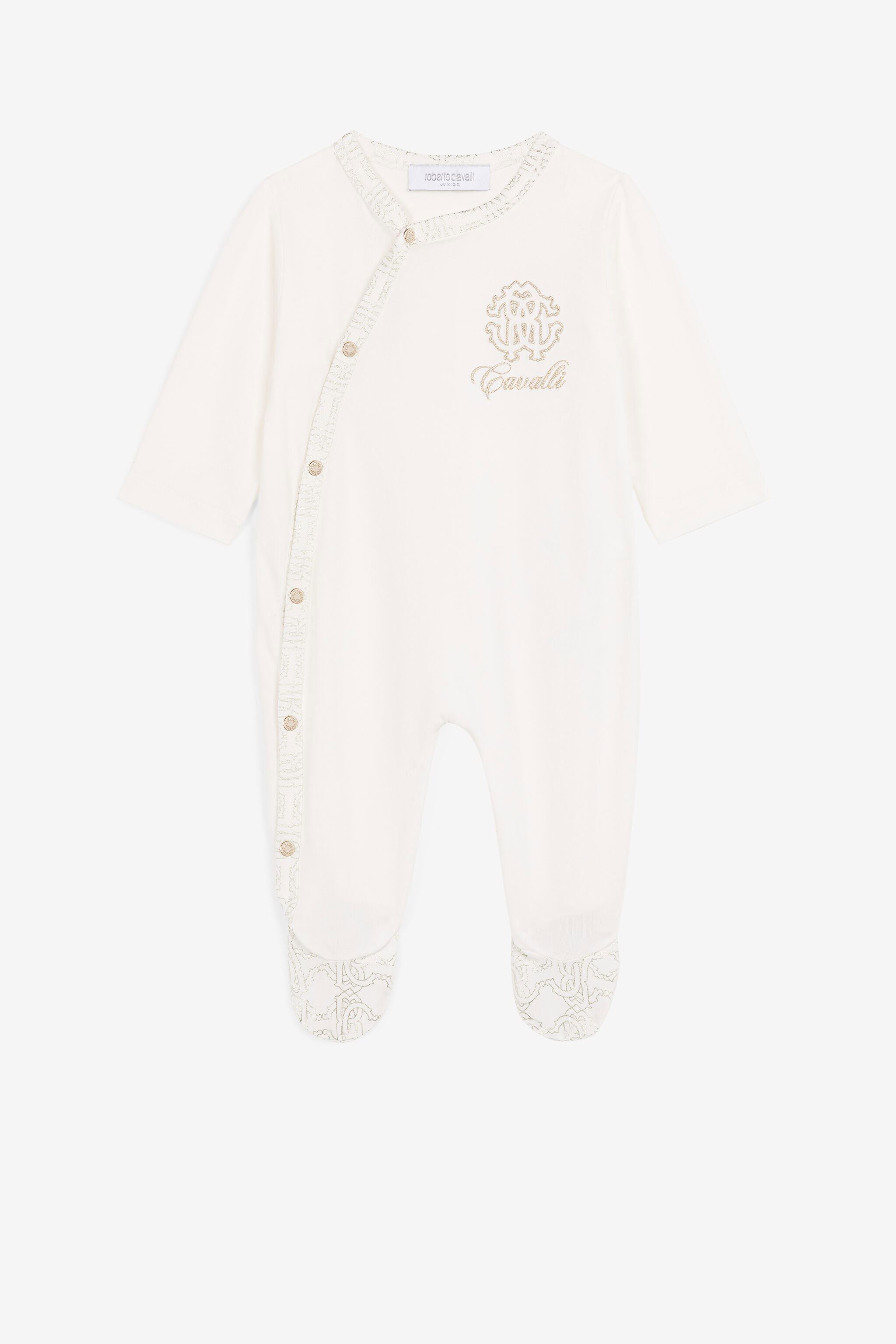 JU Embroidered-logo babygrow Gold Platinum QJT890-JV025